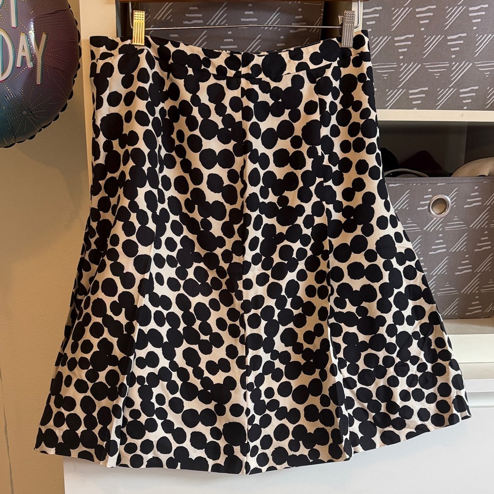 Black and Cream Polka Dot A-Line Skirt